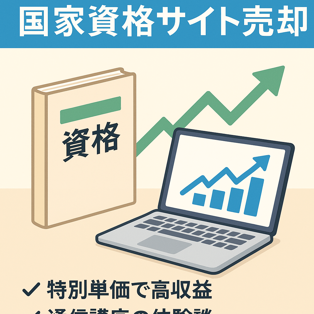 【年間売上260万円】【10月売上（確定）38,583円】人気4大国家資格サイトまとめ売り（高品質な一次情報が強み）