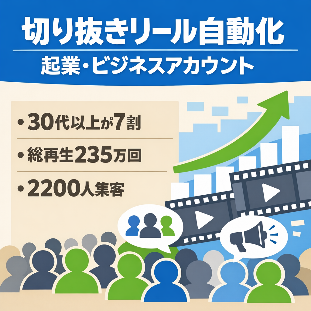 切り抜き：【最高122万再生】リール作成AIで仕組み化！起業・ビジネス系マインドセット特化アカウント(リール経由で2200人以上集客)