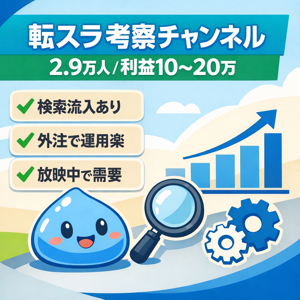 転スラ考察特化チャンネル｜登録2.9万人・月利10〜20万円｜フル外注・成長中