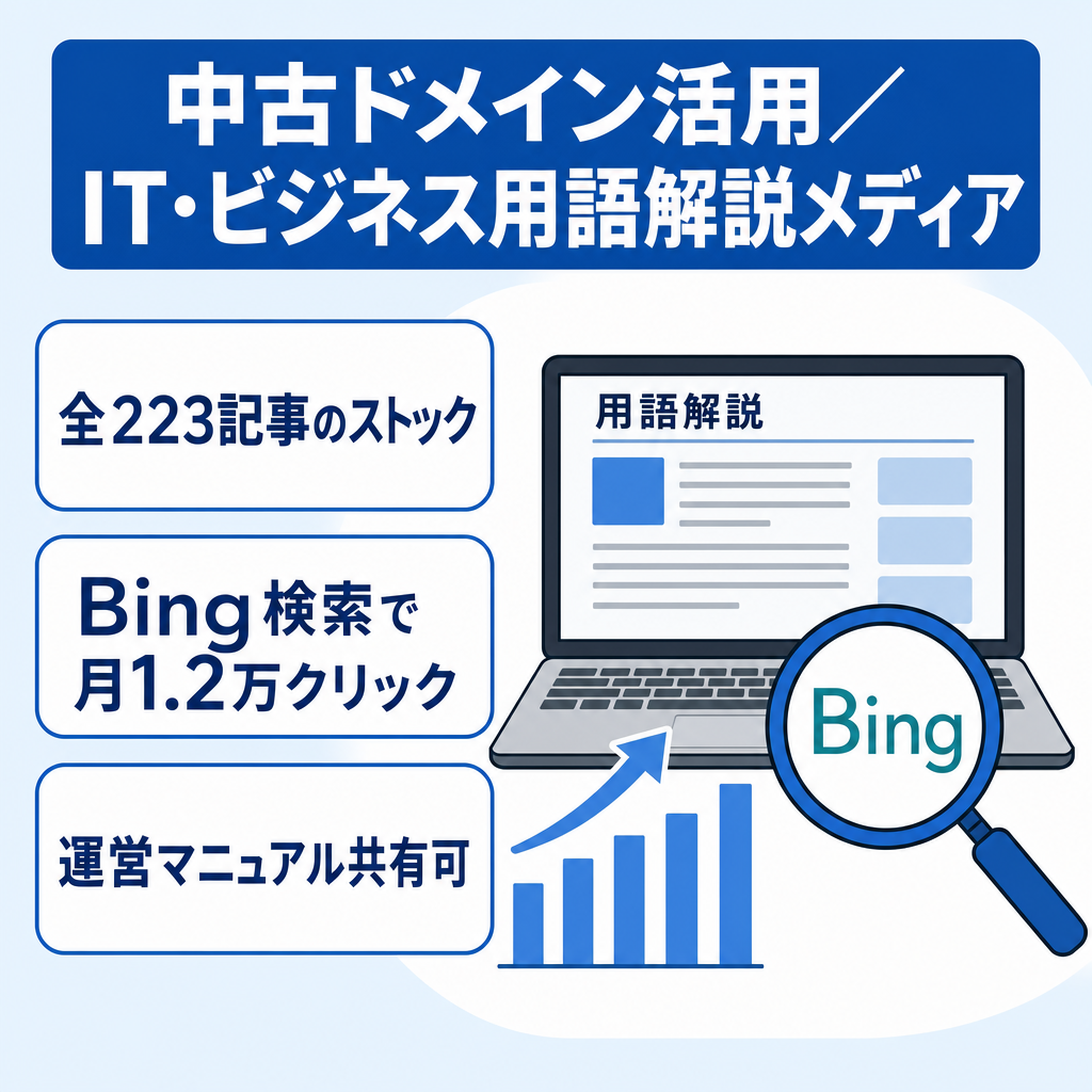 【全223記事・Bing検索から月1.2万クリック】IT・ビジネス用語解説メディア｜中古ドメイン活用
