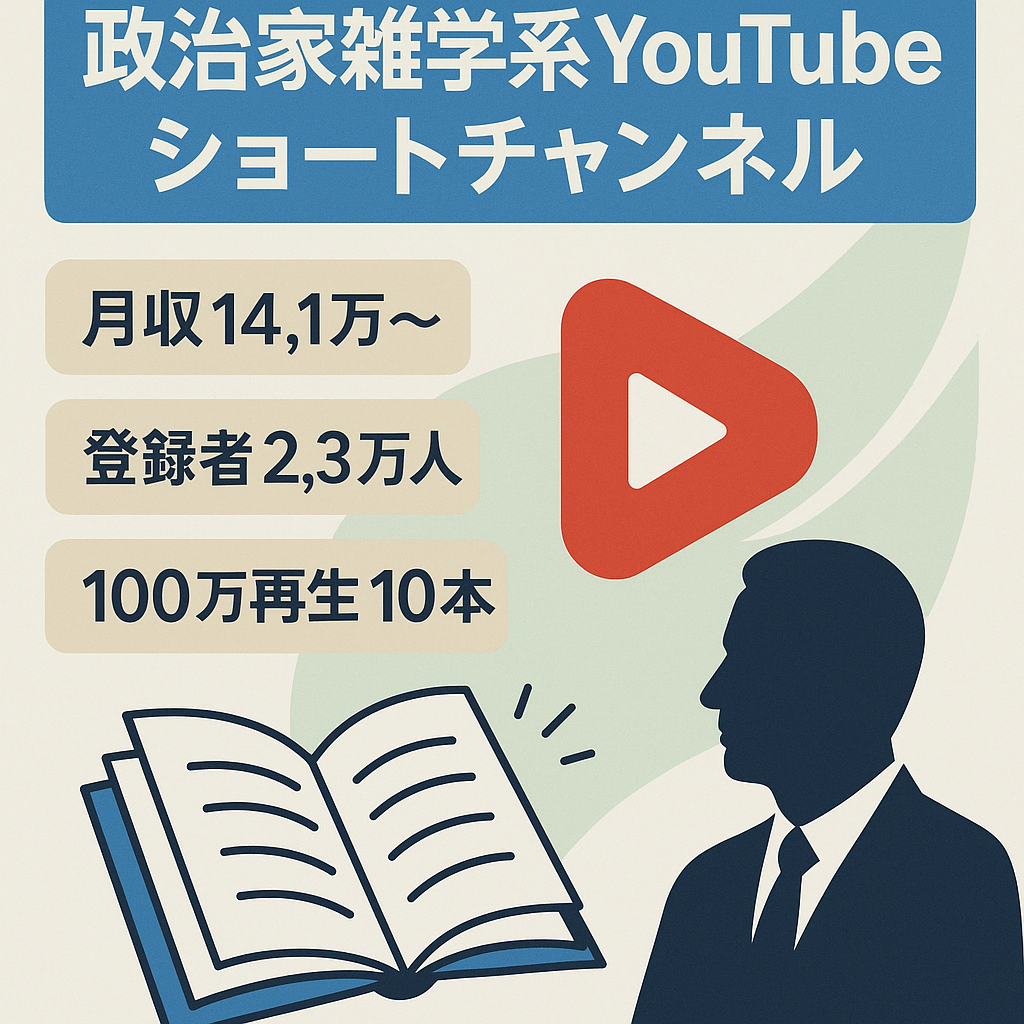 【直近月収14.1万〜】政治家の雑学系Youtubeショートチャンネル【登録者数2万人越え】
