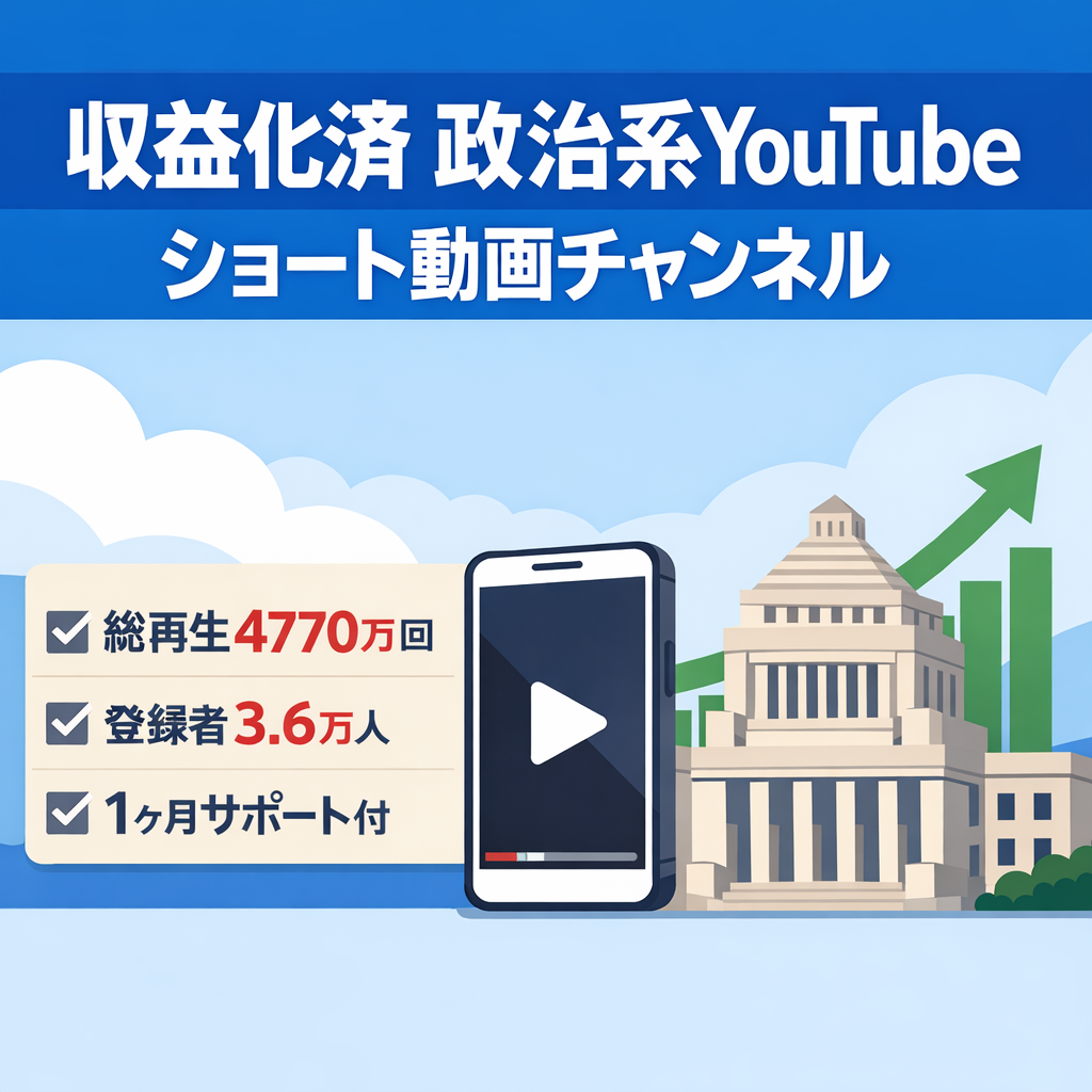 【収益化済】登録者3.6万人超え！2025年7月に月収約30万円！政治系YouTubeショート動画チャンネル