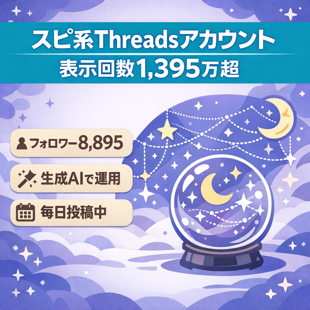 【インプ1,395万超、フォロワー8,895人】スピリチュアル×Threadsアカウント