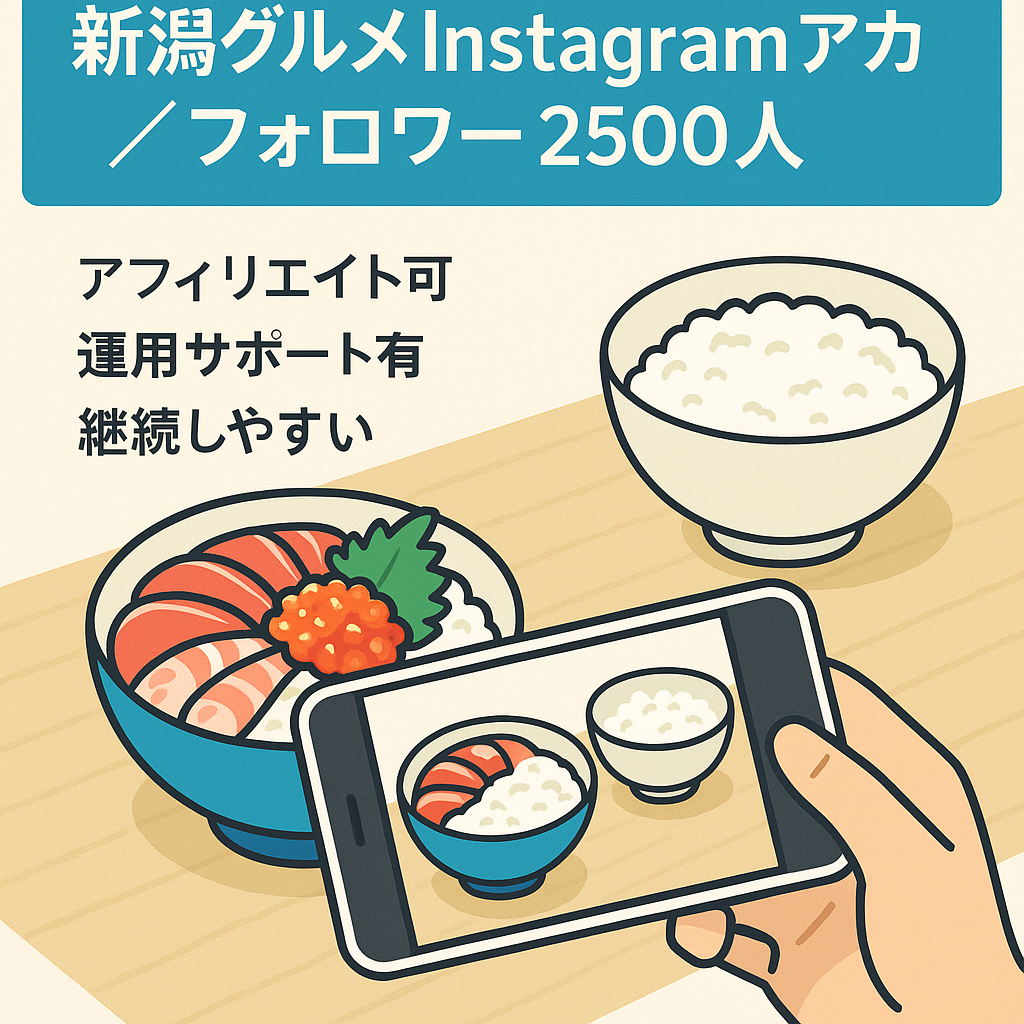 【新潟県グルメ系Instagramフォロワー2500人超え】アフィリエイト可能・属人性なし