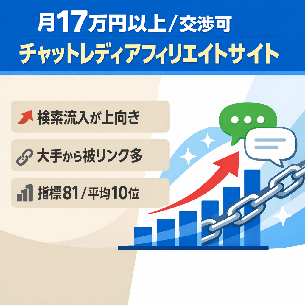 【月17万円以上】チャットレディのアフィリエイトサイト【価格交渉OK】