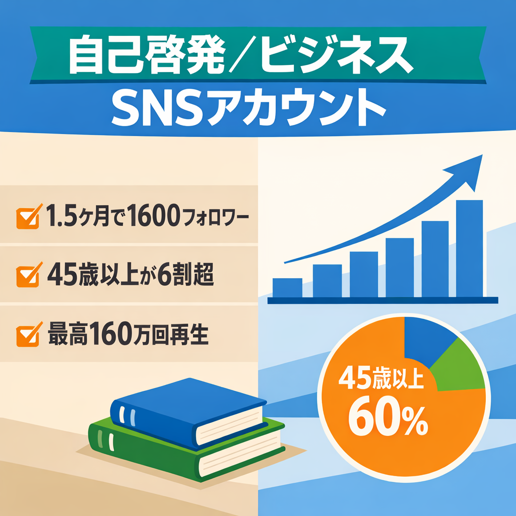 【1.5ヶ月で1600フォロワー】45歳以上の高単価層が6割超｜自己啓発・ビジネス特化