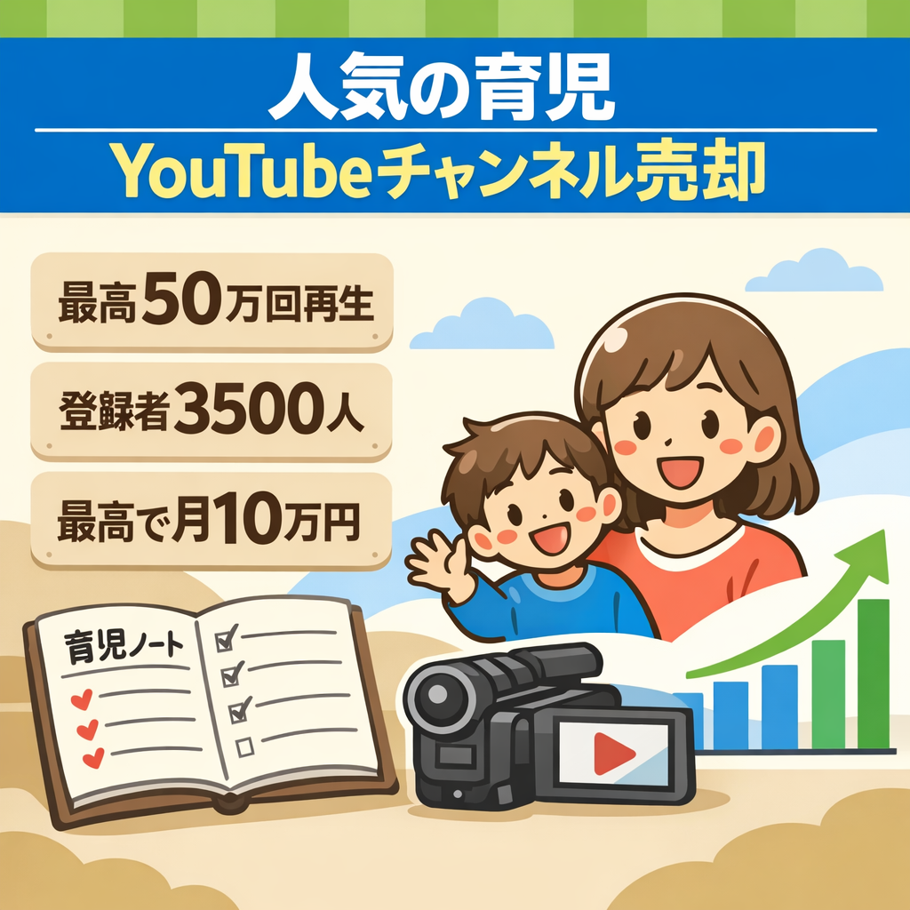 【人気の育児ジャンル】最高で月10万円程度のYouTubeチャンネル売却
