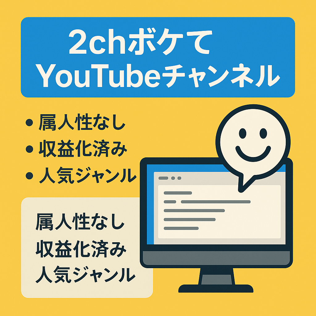【属人性なし】2chボケてYouTubeチャンネル【収益化済】【人気ジャンル】
