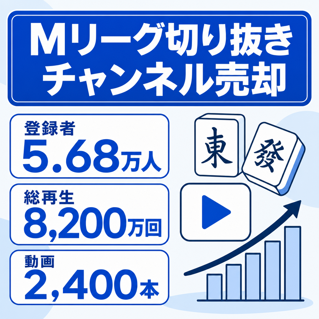 【シーズンオフ引き継ぎ向け】Mリーグ切り抜きチャンネル｜登録5.68万人・総再生8,200万回・動画2,400本