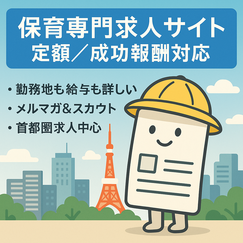 保育専門求人サイト。定額・成功報酬どちらでも収益可能。
