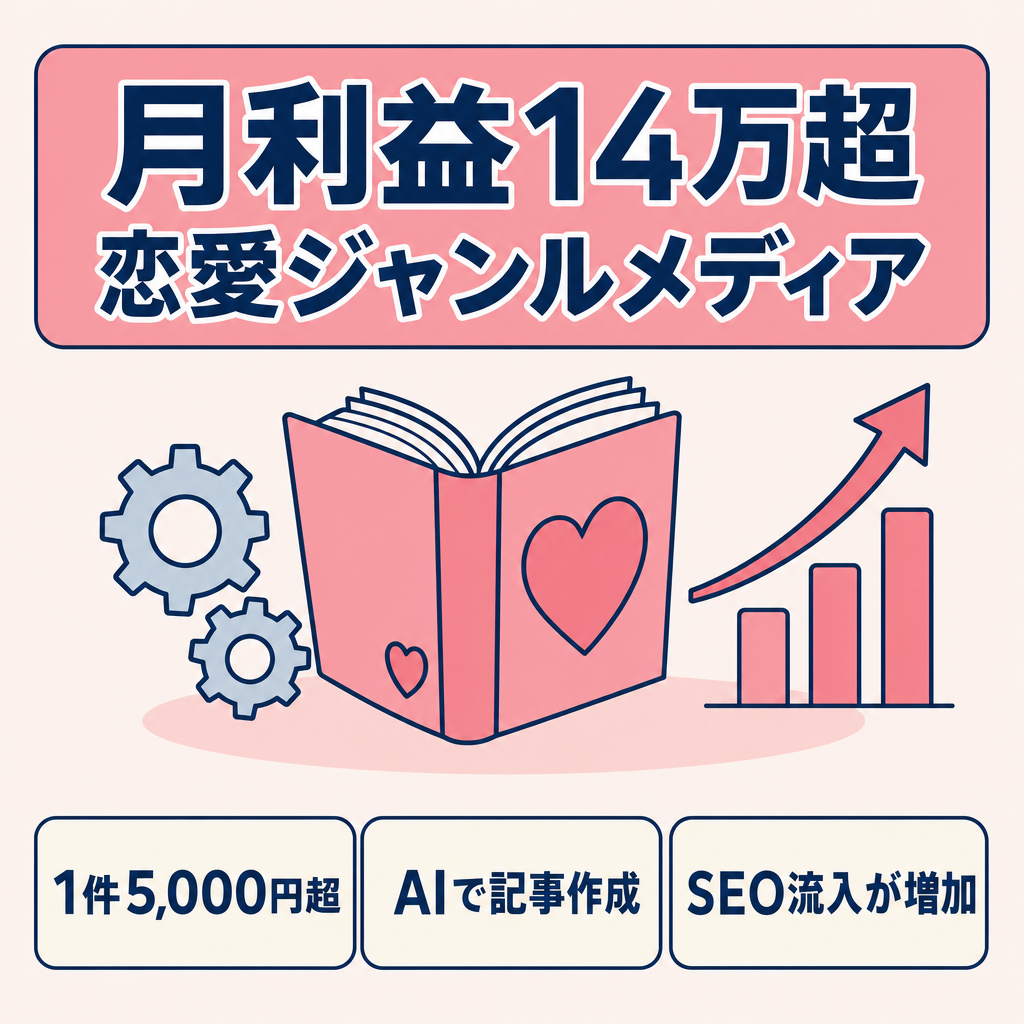 【月利益14万円以上】ニッチな恋愛ジャンルのメディア【SEO流入右肩上がり】