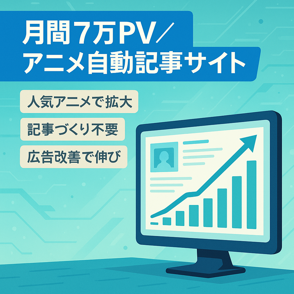 【月間7万PV上昇中】人気アニメの自動記事投稿サイト　記事の作成必要なし。