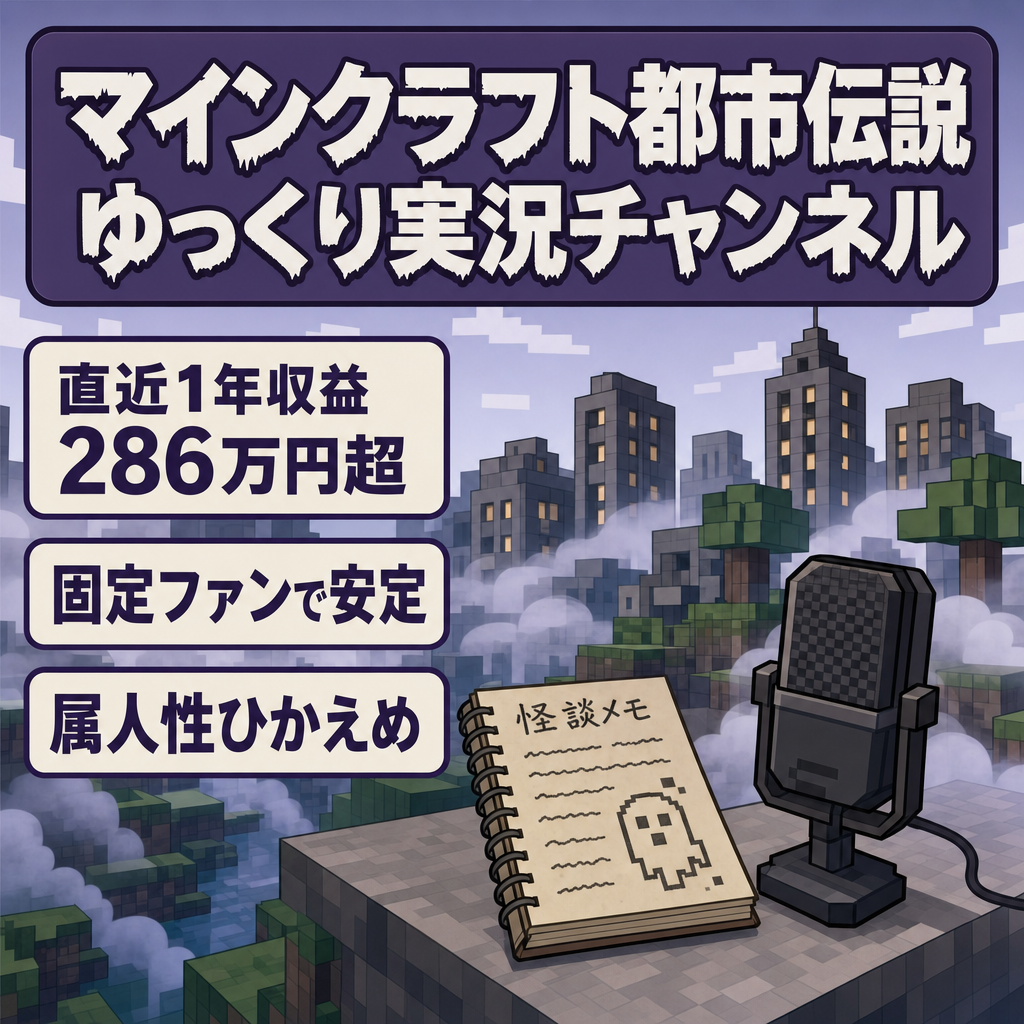 【直近1年収益286万円超】マイクラ都市伝説系ゆっくり実況ch