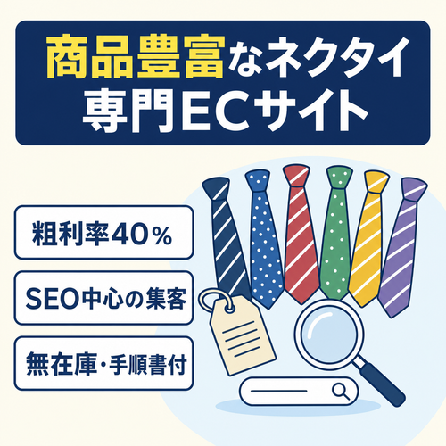 【粗利率40%】商品バリエーション豊富なネクタイ専門EC