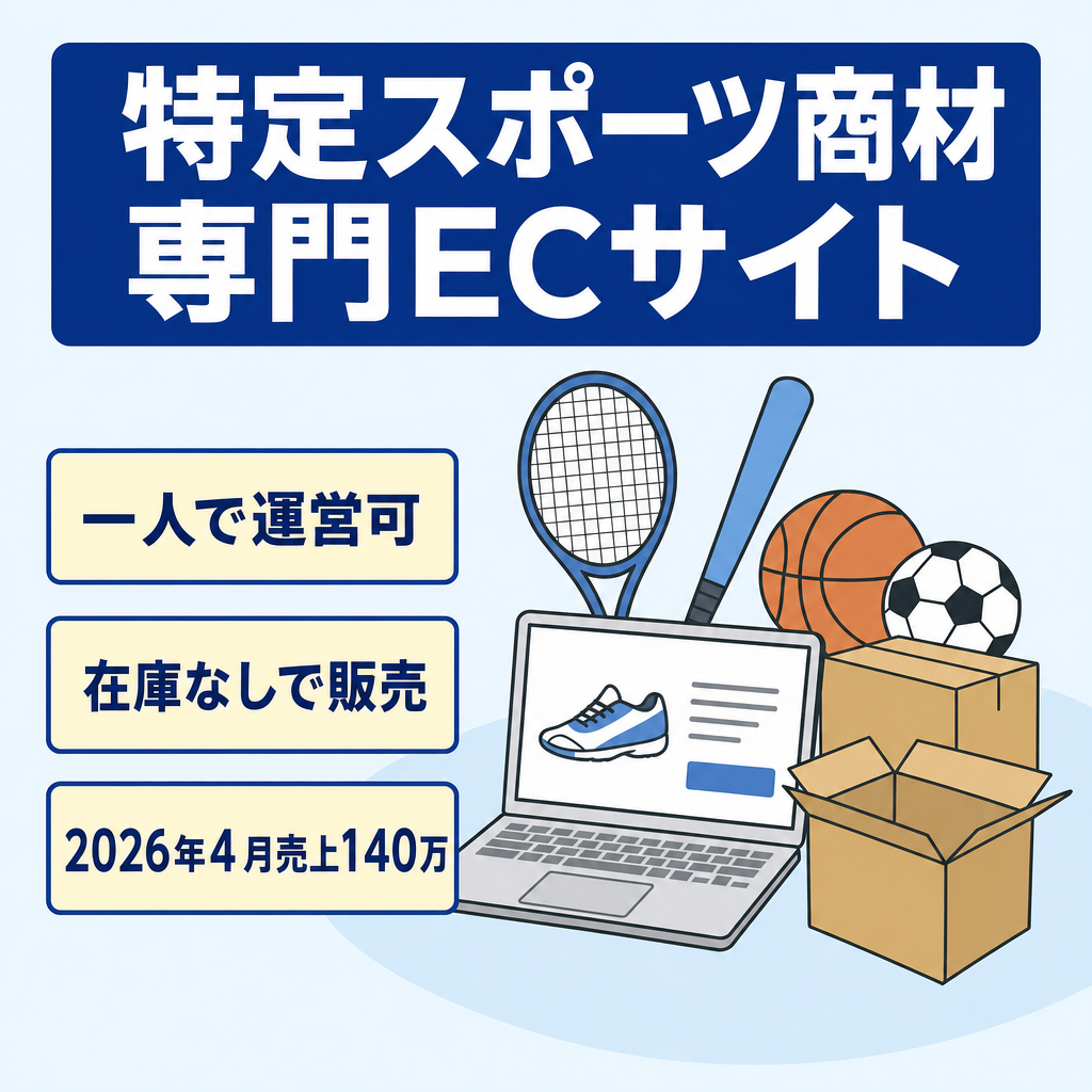 【一人運営＆無在庫】特定スポーツ商材専門ECサイト ★直近月商140万円