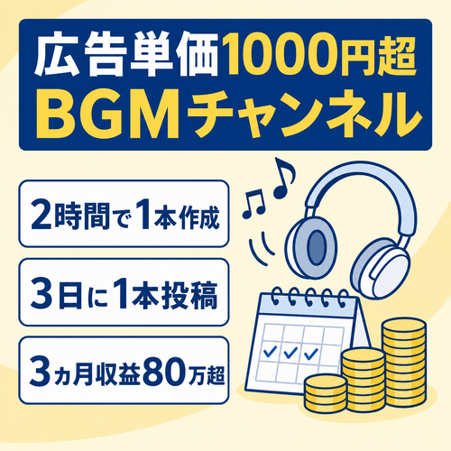 【3ヶ月連続80万円越え】【運用コスト低】RPM1000円越えのBGMチャンネル【ネタ切れなし】