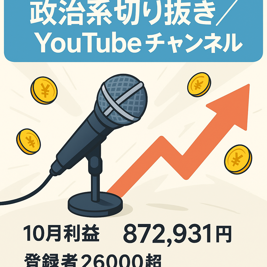 【10月利益872,931円 登録者26000人】政治系YouTuberの切り抜きNo.1チャンネル【収益分配なし・急成長中】