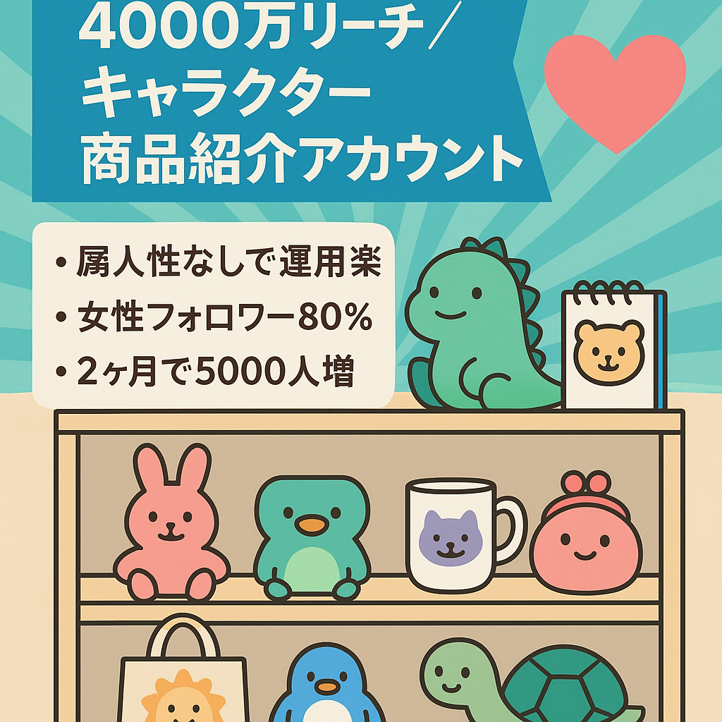 【2ヶ月で5000人突破】リーチ数4000万以上！キャラクター商品紹介アカウント