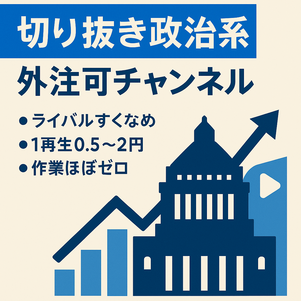【切り抜きチャンネル】完全外注可政治系チャンネル（広告単価：1再生当たり0.5〜2円）