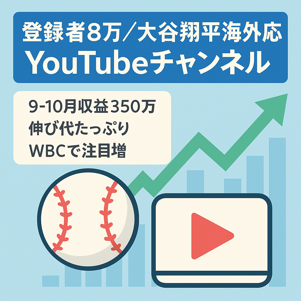 【登録者8万人越え】大谷翔平に特化したch 9月10月で収益350万円