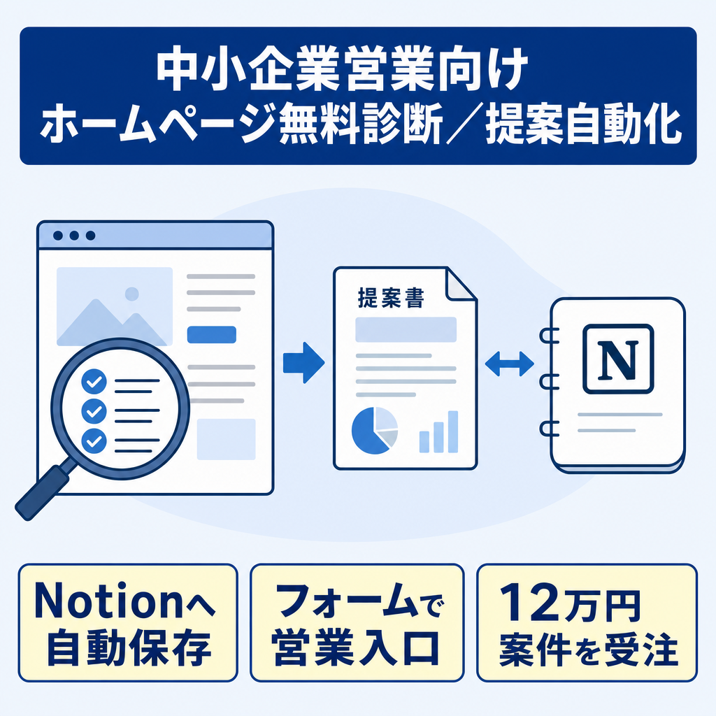 地域の中小企業への営業に使える、ホームページ無料診断＆提案自動化ツール（Notion連携・即日利用可）