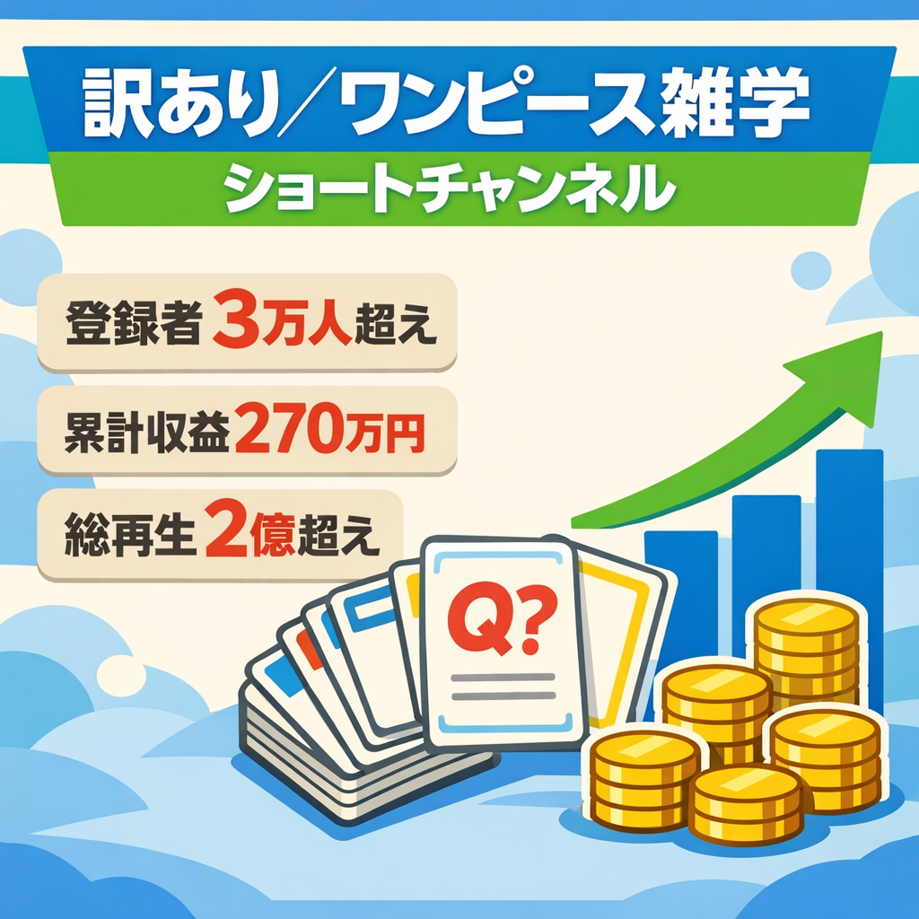 訳あり：【累計収益270万円】登録者3万人超えワンピース雑学ショートチャンネル