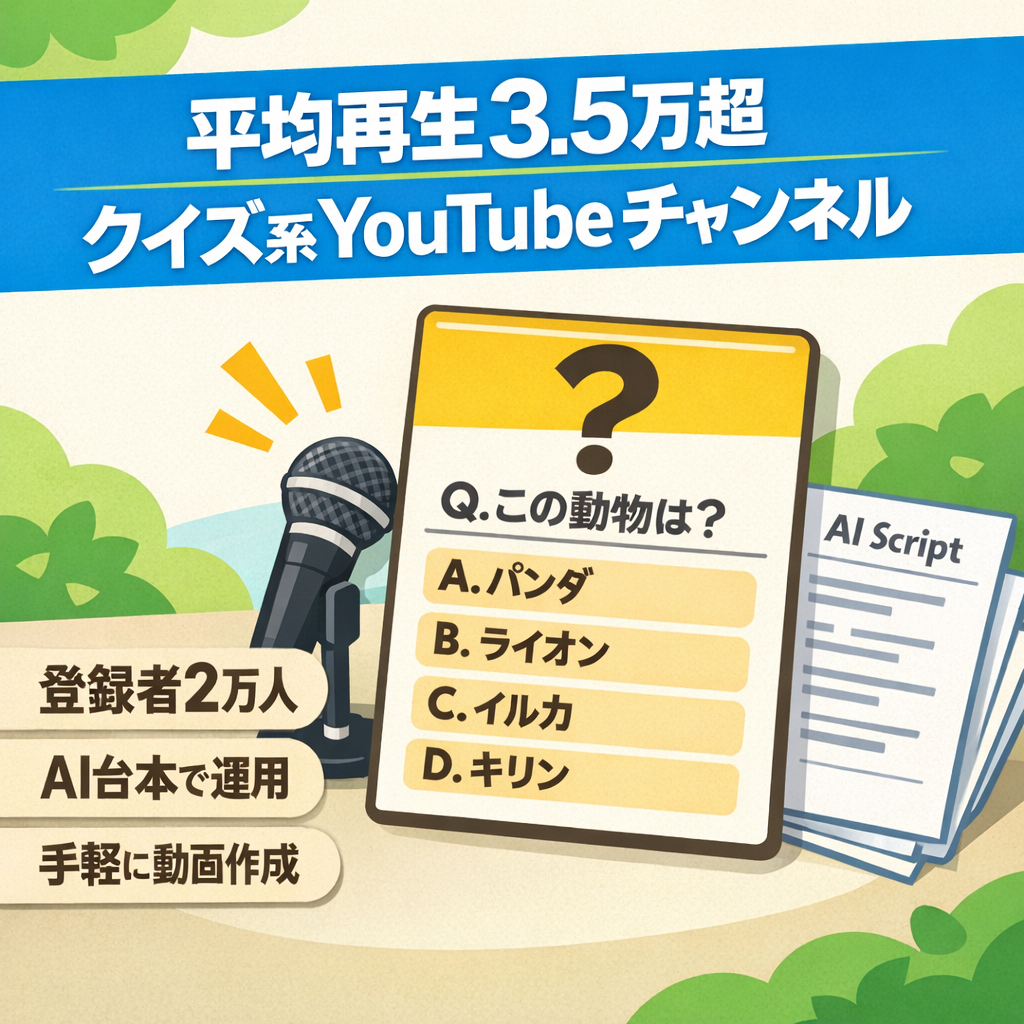【平均再生3.5万超、登録者2万超】クイズ系YouTubeチャンネル