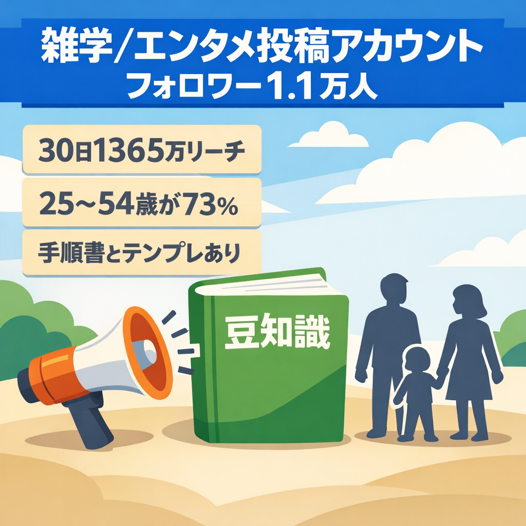 【月間1365万リーチ】圧倒的拡散力の雑学・エンタメ垢｜フォロワー1.1万人
