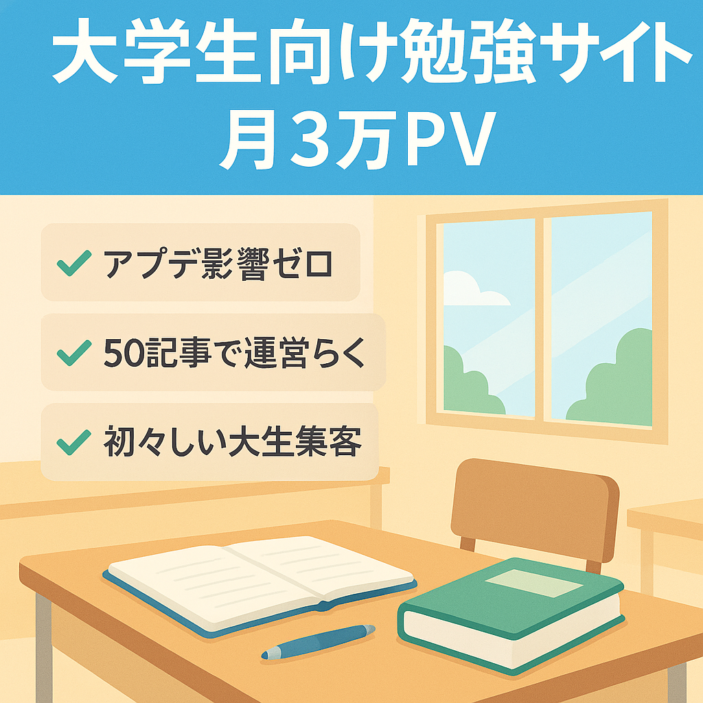 【４年アプデなし】大学生向け勉強メディア！平均月間30,000PV超え！