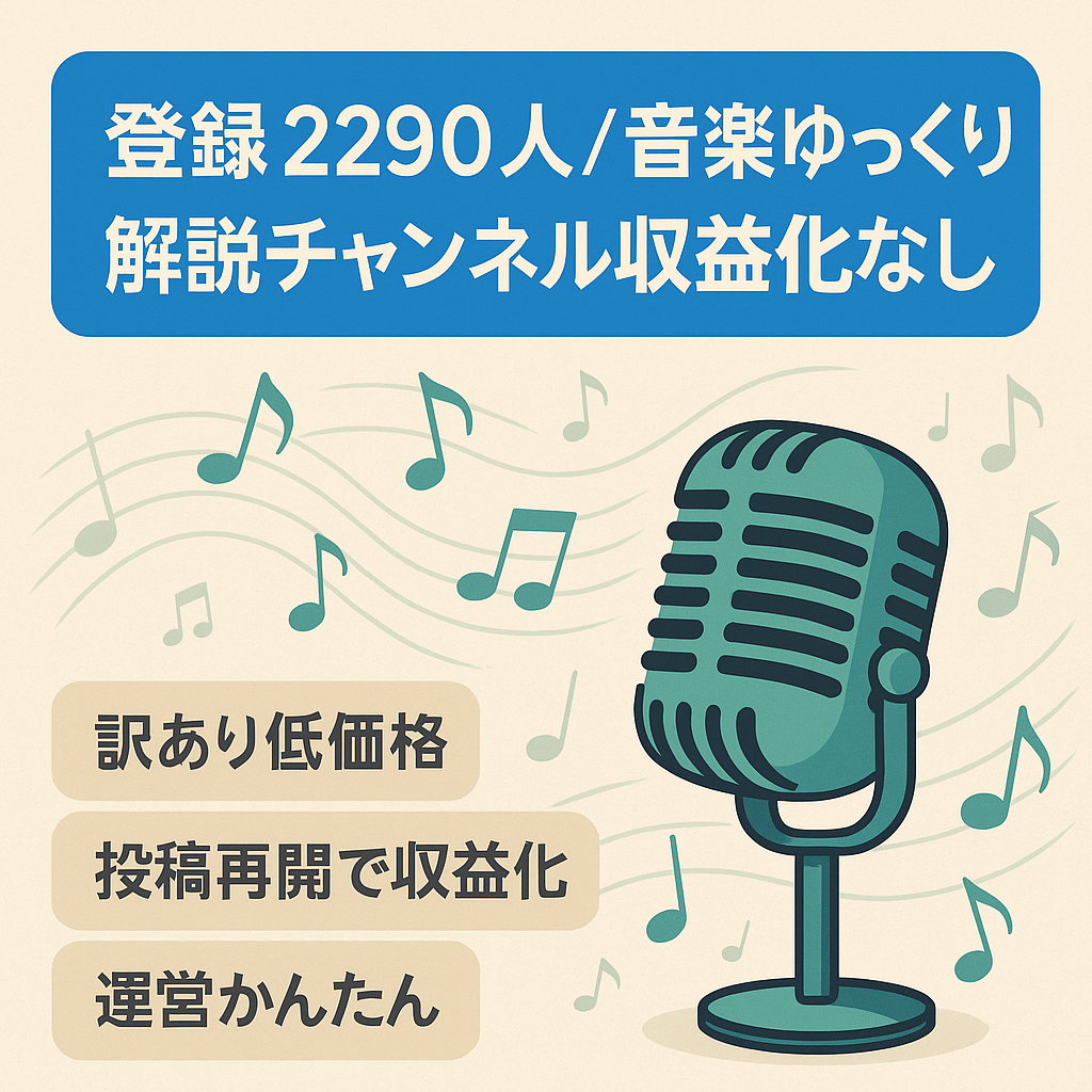 【訳あり価格/収益化なし】チャンネル登録者2290人の音楽系ゆっくり解説チャンネル