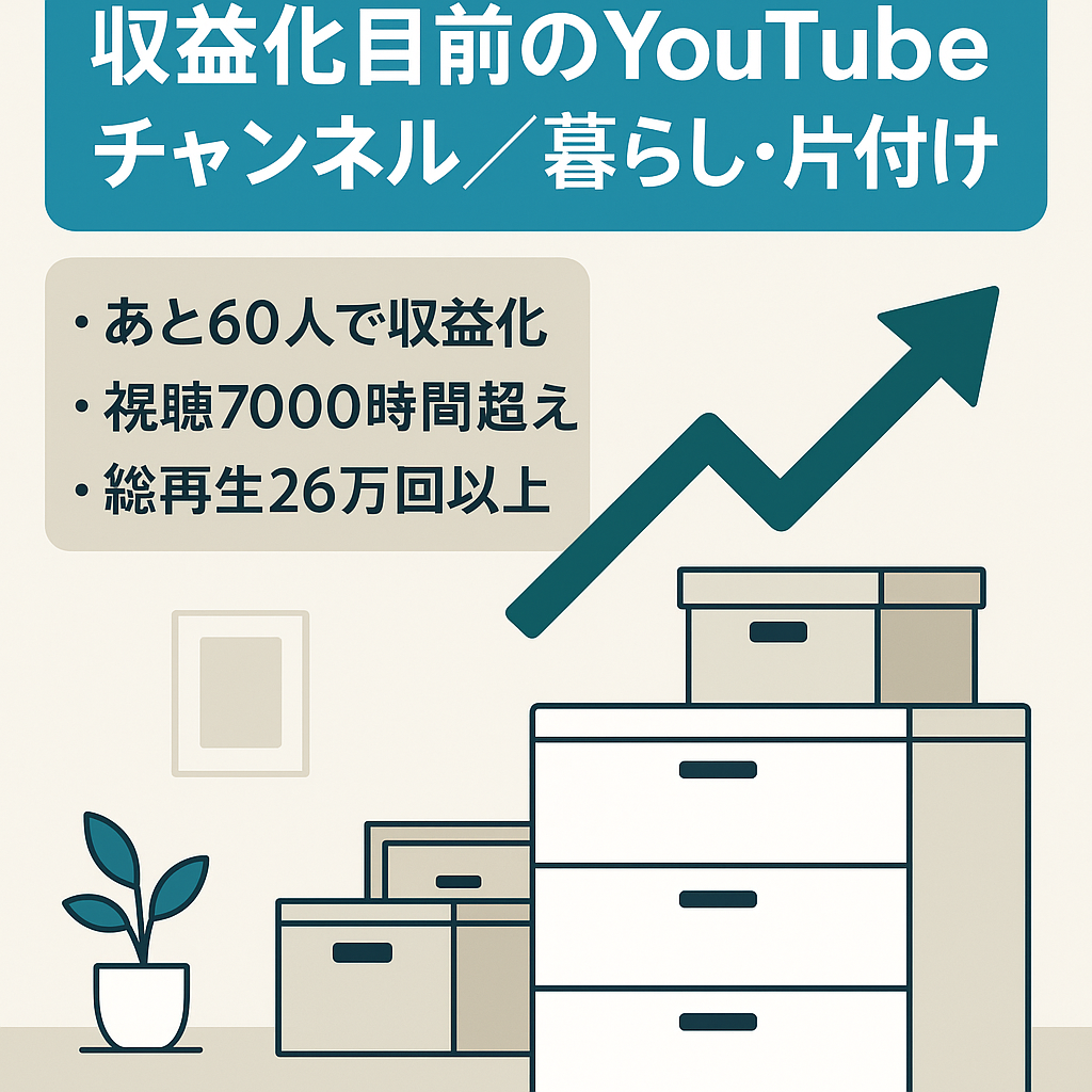収益化目前！登録者940人/総再生26万回・7000時間突破｜暮らし・片付け系