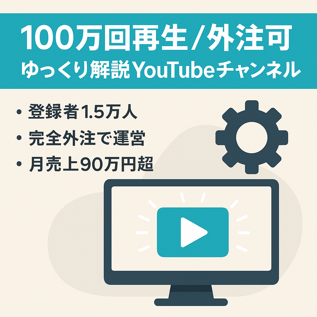 【100万回再生超動画複数あり】フル外注運営可能 ゆっくり解説YouTubeチャンネル