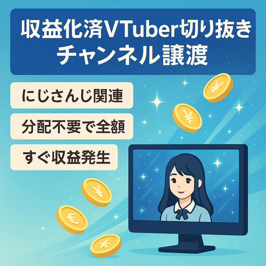 【収益化後半月で2.8万円】にじさんじ所属Vtuber切り抜きチャンネルの譲渡【2月10日まで掲載】
