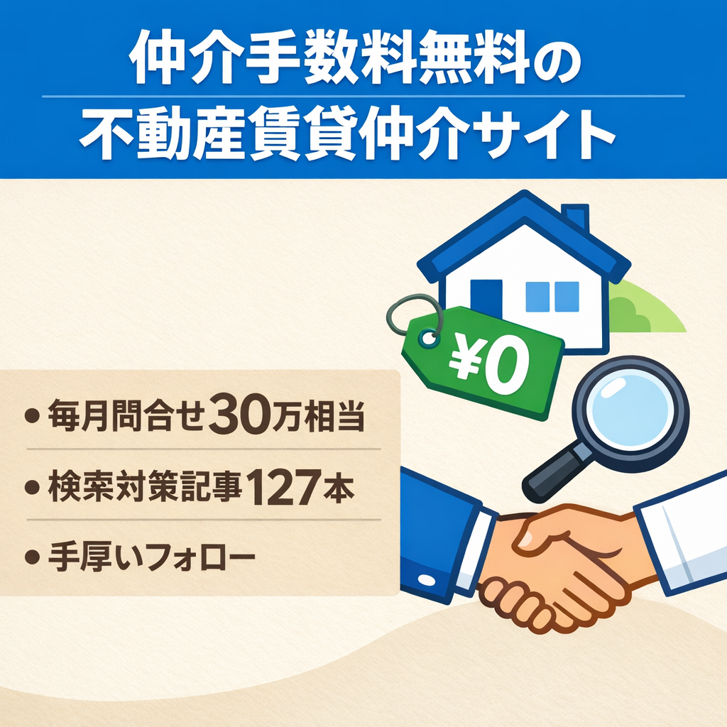 【毎月反響あり】不動産賃貸仲介の仲介手数料無料サイト
