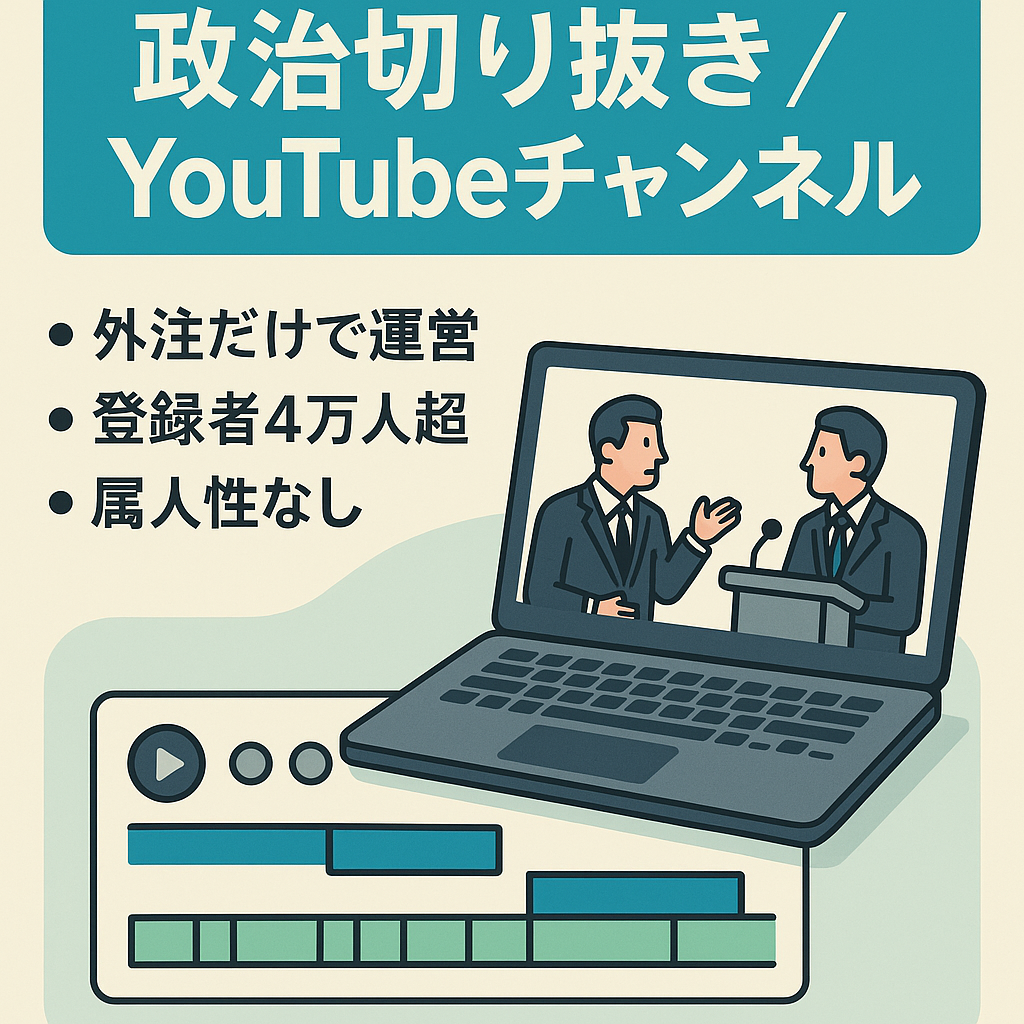【政治切り抜き】 登録者数4万人 / 一人運営可能/ 非属人
