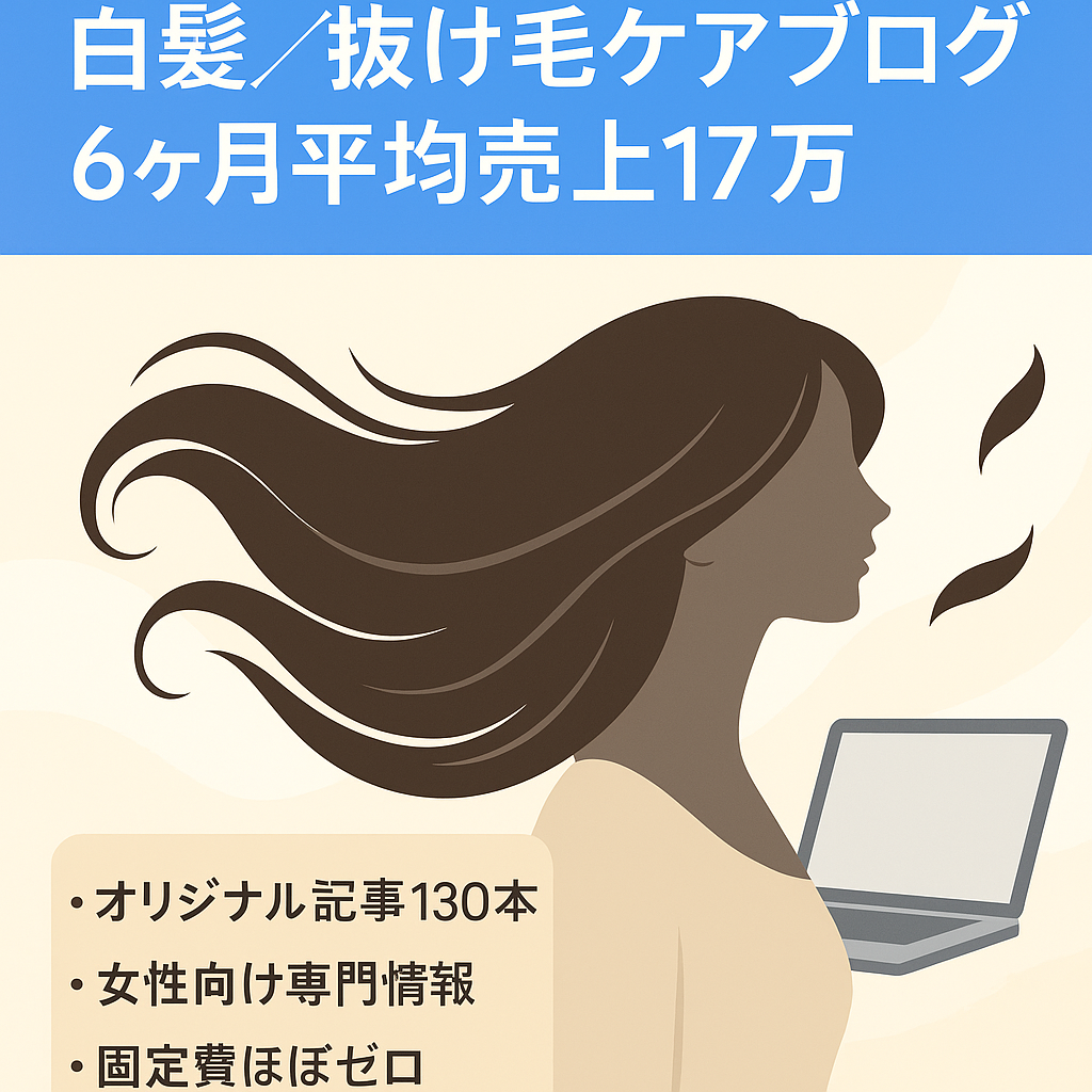 ヘアケア（白髪・抜け毛ケア）に特化したブログ【直近6ヶ月平均売上17万円↑】実体験レビュー付き