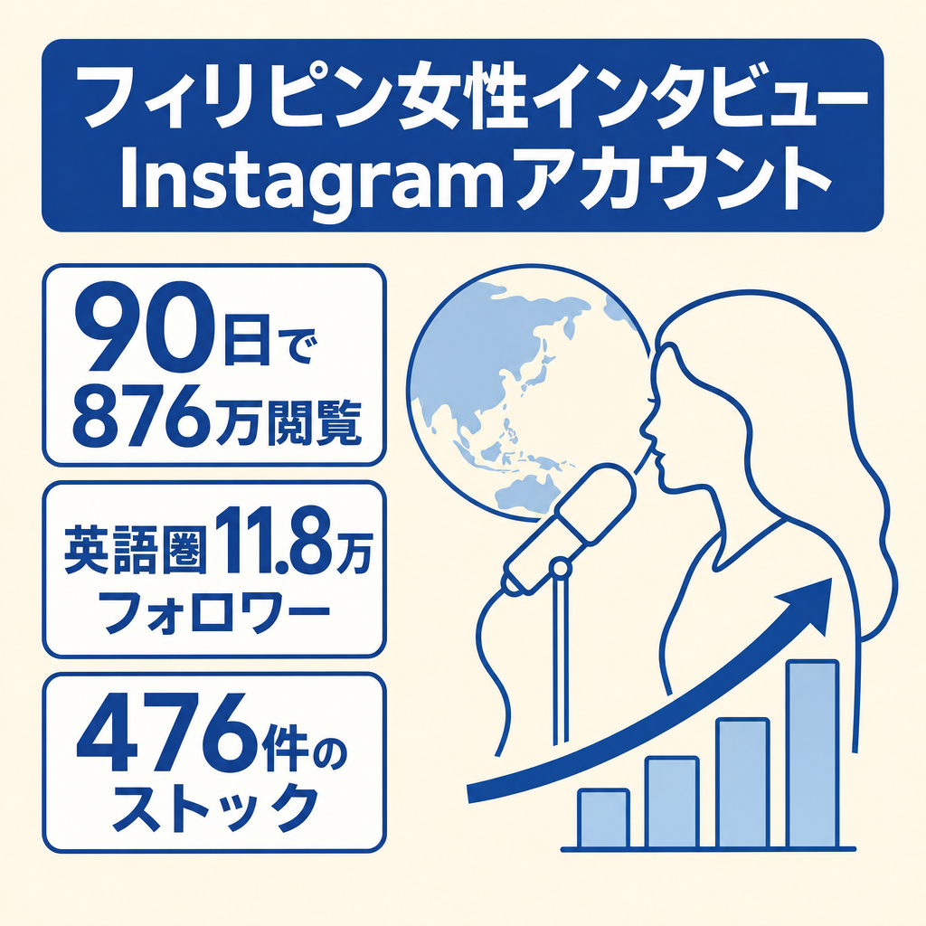 【米国メイン・直近90日876万閲覧】フィリピン女性インタビュー人気Instagram｜フォロワー11.8万・英語圏集客