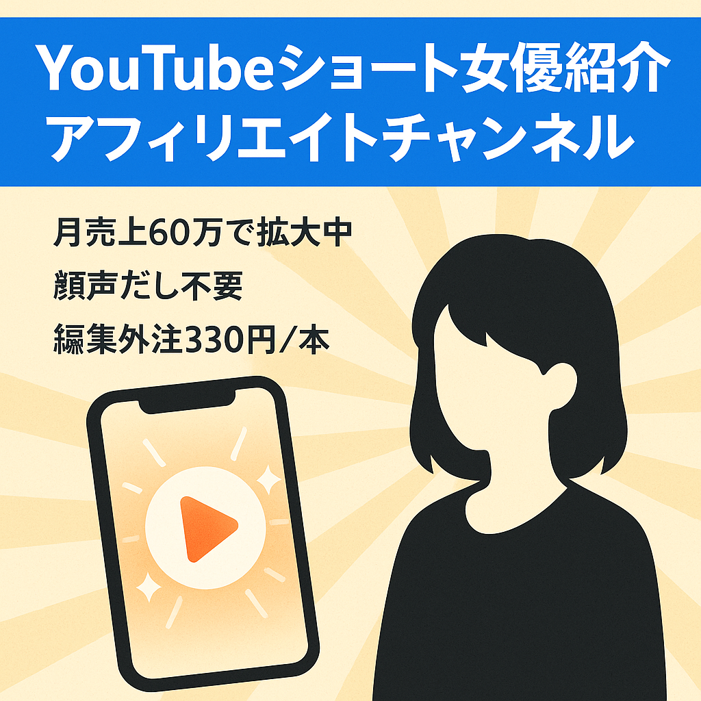 【YouTubeショート×アフィリエイト】女優紹介系チャンネル【月収60万】
