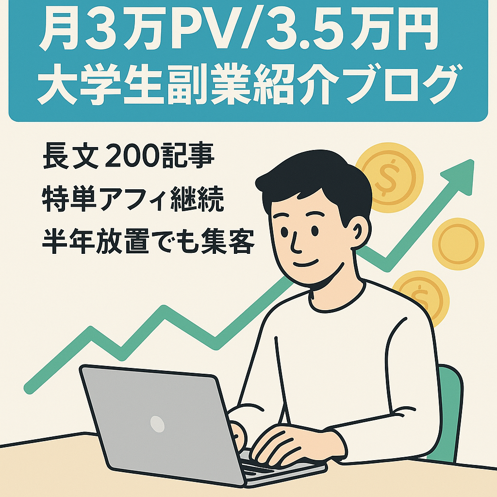 【放置で月3万PV、3.5万円】大学生向け副業紹介ブログ