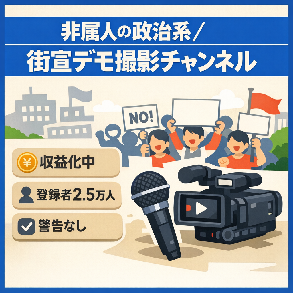 【非属人】過去10万～100万再生多数！ショート相性良！現在収益化中！警告一切なし！政治系解説＆街宣デモ撮影チャンネル