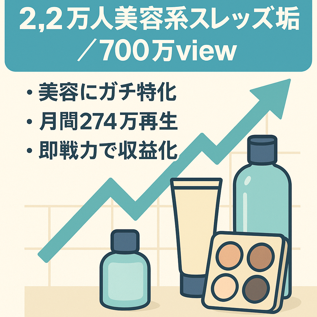 2.2万人/スレッズ/美容垢/マネタイズしやすい即戦力/700万view