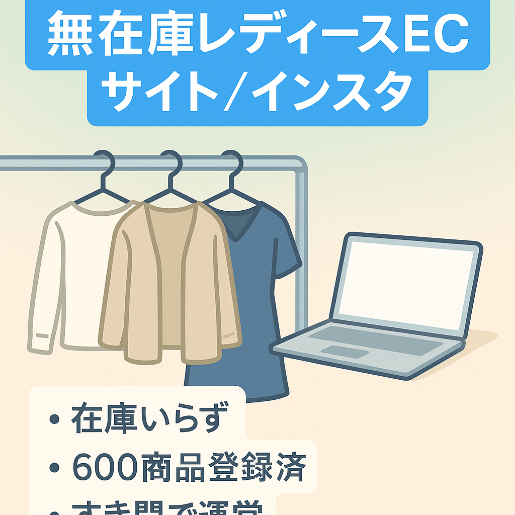 【30代女性向けのレディースアパレル】無在庫アパレルショップのECサイト・Instagramの譲渡（600商品以上登録済み）