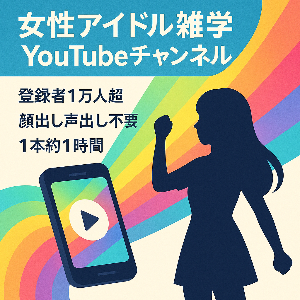 【直近月収10万円】顔出し・声出しナシ！女性アイドル雑学Youtubeショート特化チャンネル