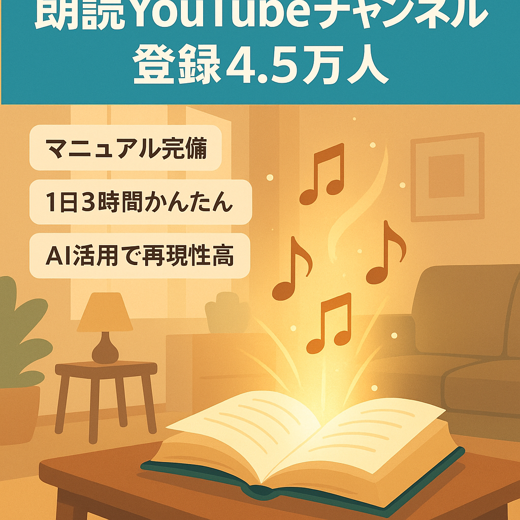 【単価1円以上有り】登録者4.5万人以上の急成長×高単価×1日3時間～／シニア向けスカっと朗読チャンネル／再現性◎／属人性ゼロ・AI×Vrew構成