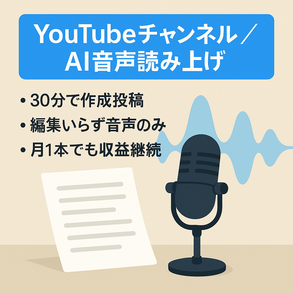 訳あり：【登録者1000人以上・編集なし】AIで生成した台本を読み上げる音声だけの動画投稿