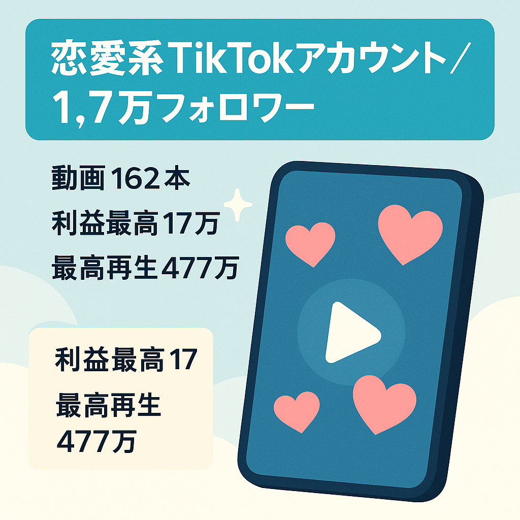 恋愛系tiktok約17000フォロワー【Creator Rewards Program最高月利17万 総利益7ヶ月で64万】やり方次第では他のマネタイズ可。最高再生477万