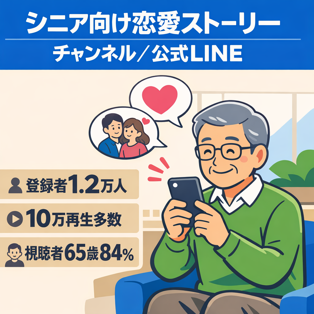 【登録者12,000人越え】累計売上80万円。不定期投稿。シニア向けラブストリーチャンネル＋公式LINE640人