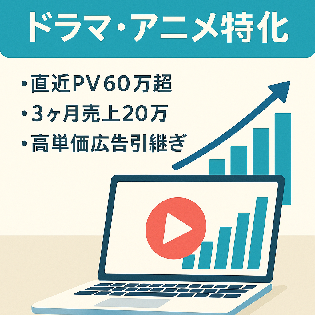 【直近3ヶ月でPV約60万＆売上20万円超】トレンドブログの王道！現在放送中のドラマ・アニメで上位獲得！