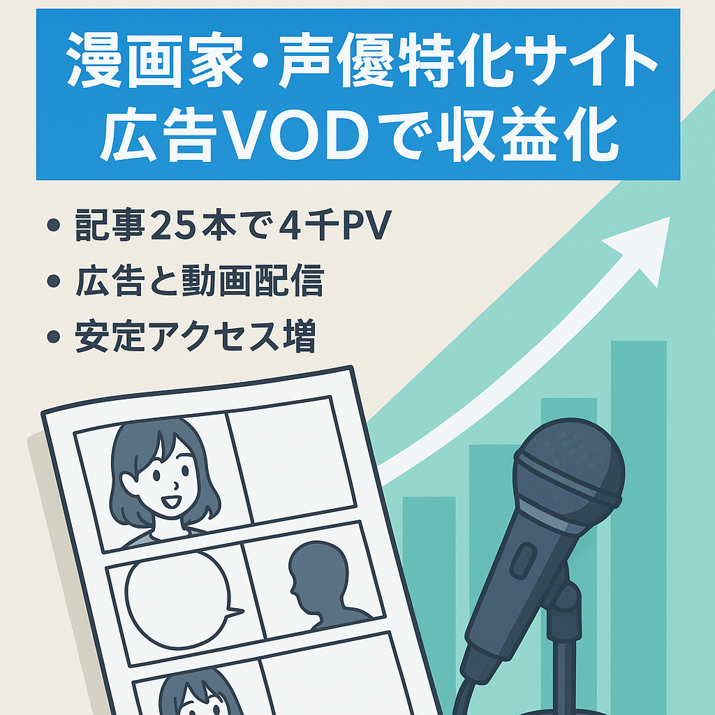 【漫画家や声優に特化】アドセンス×VODでの収益最大化を狙えるサイト