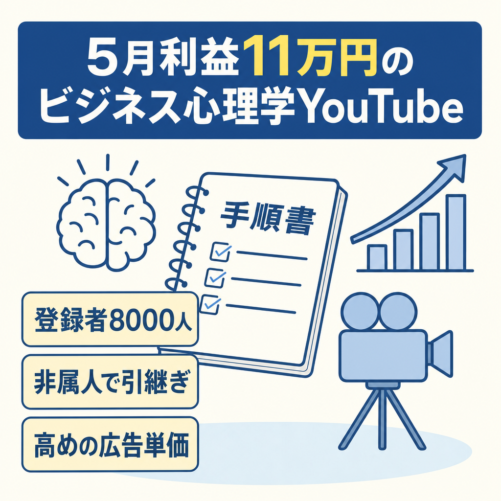 【5月11万円/ 非属人Youtube登録者8千人】ビジネス心理学で成長中！ノウハウ・動画編集者すべてお渡し